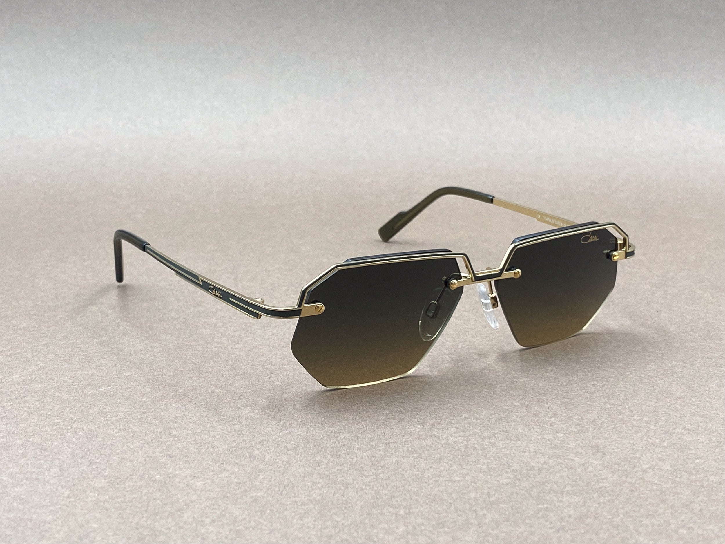 Cazal 7117/3 titanium sunglasses - gold and olive