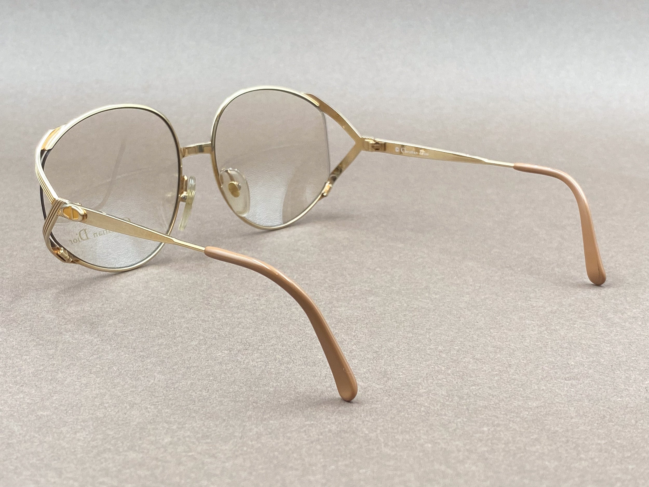 Christian Dior 2387 elegant 80s ladies glasses - gold and peach