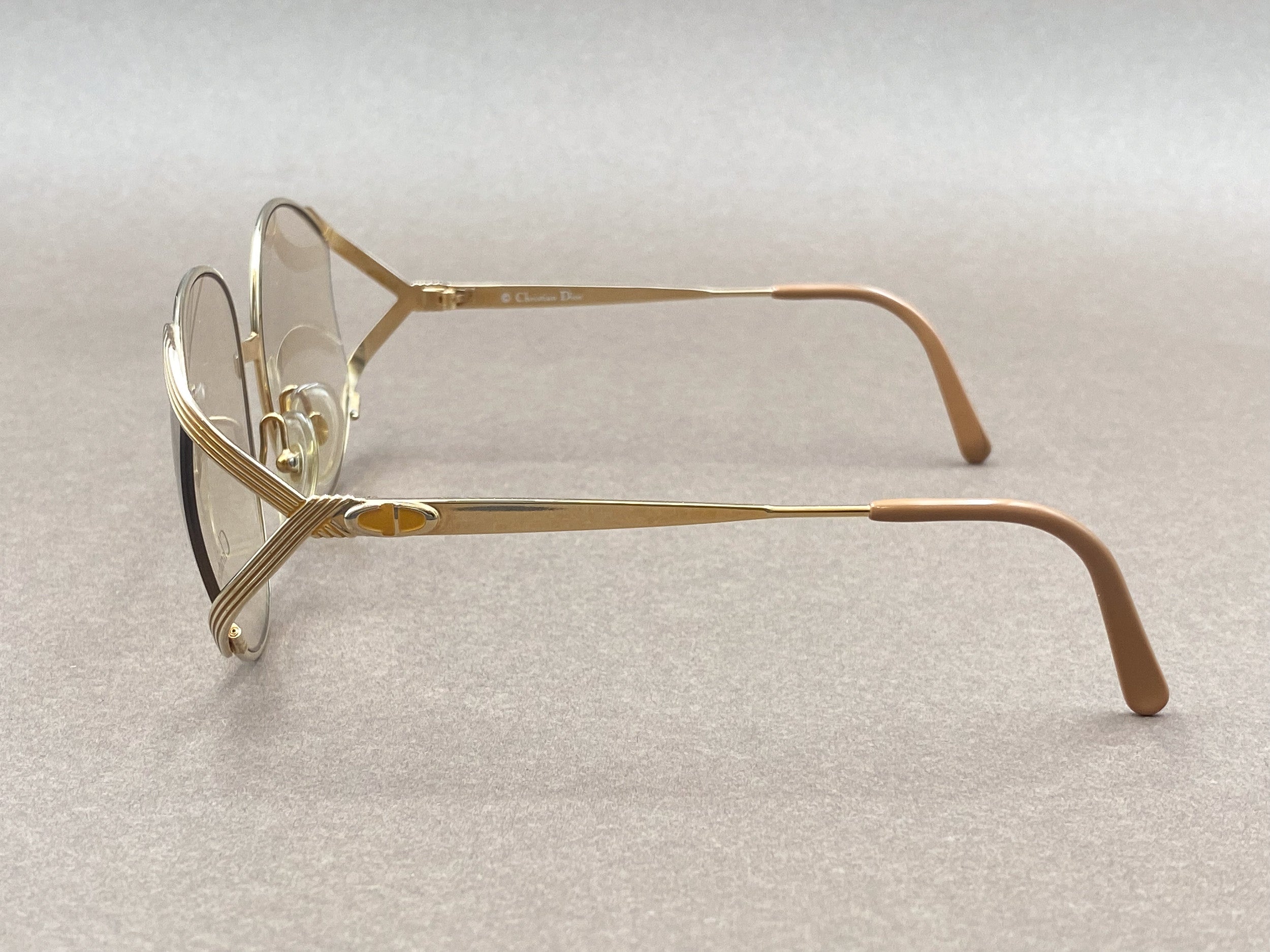 Christian Dior 2387 elegant 80s ladies glasses - gold and peach