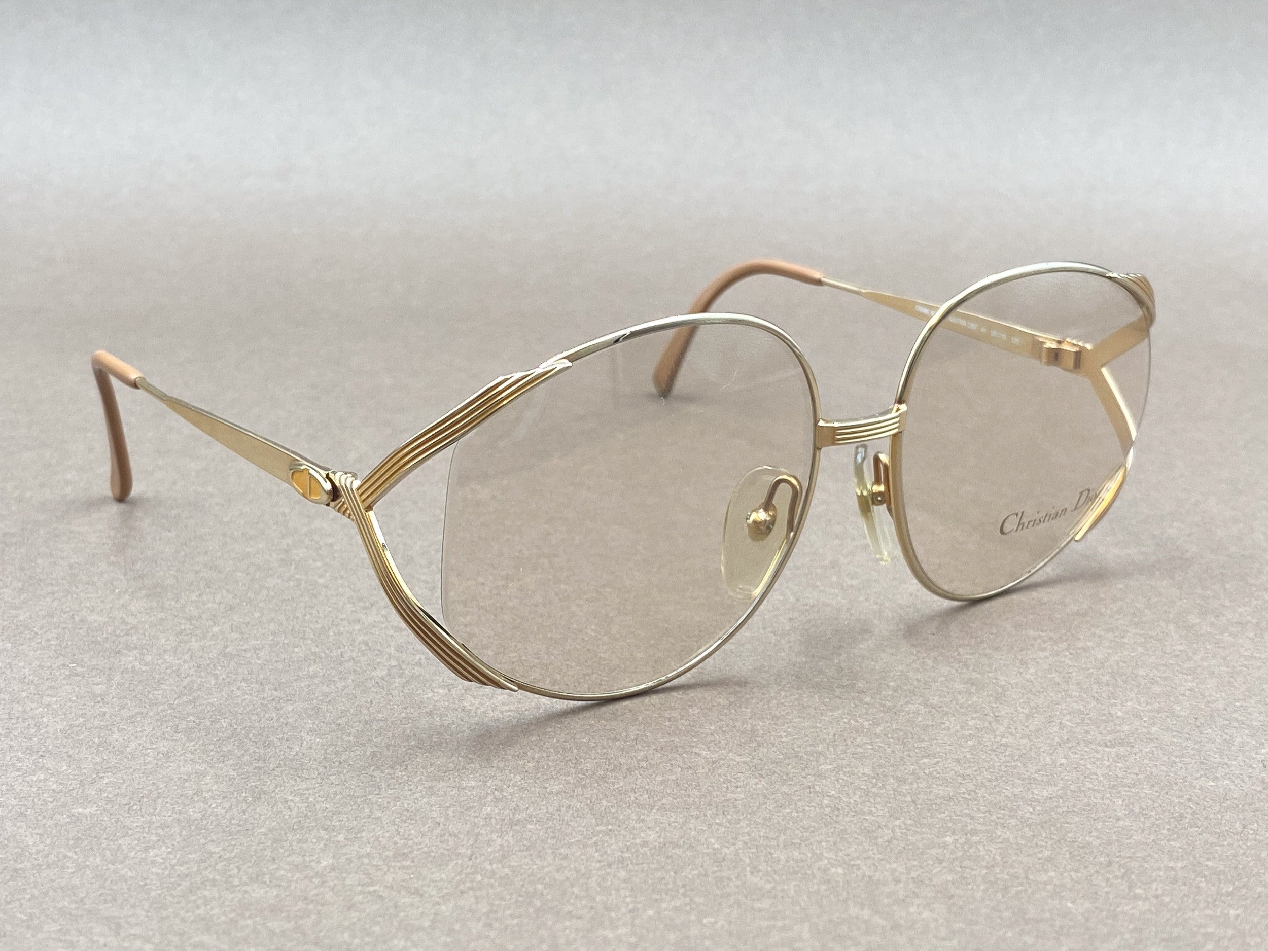Christian Dior 2387 elegant 80s ladies glasses - gold and peach