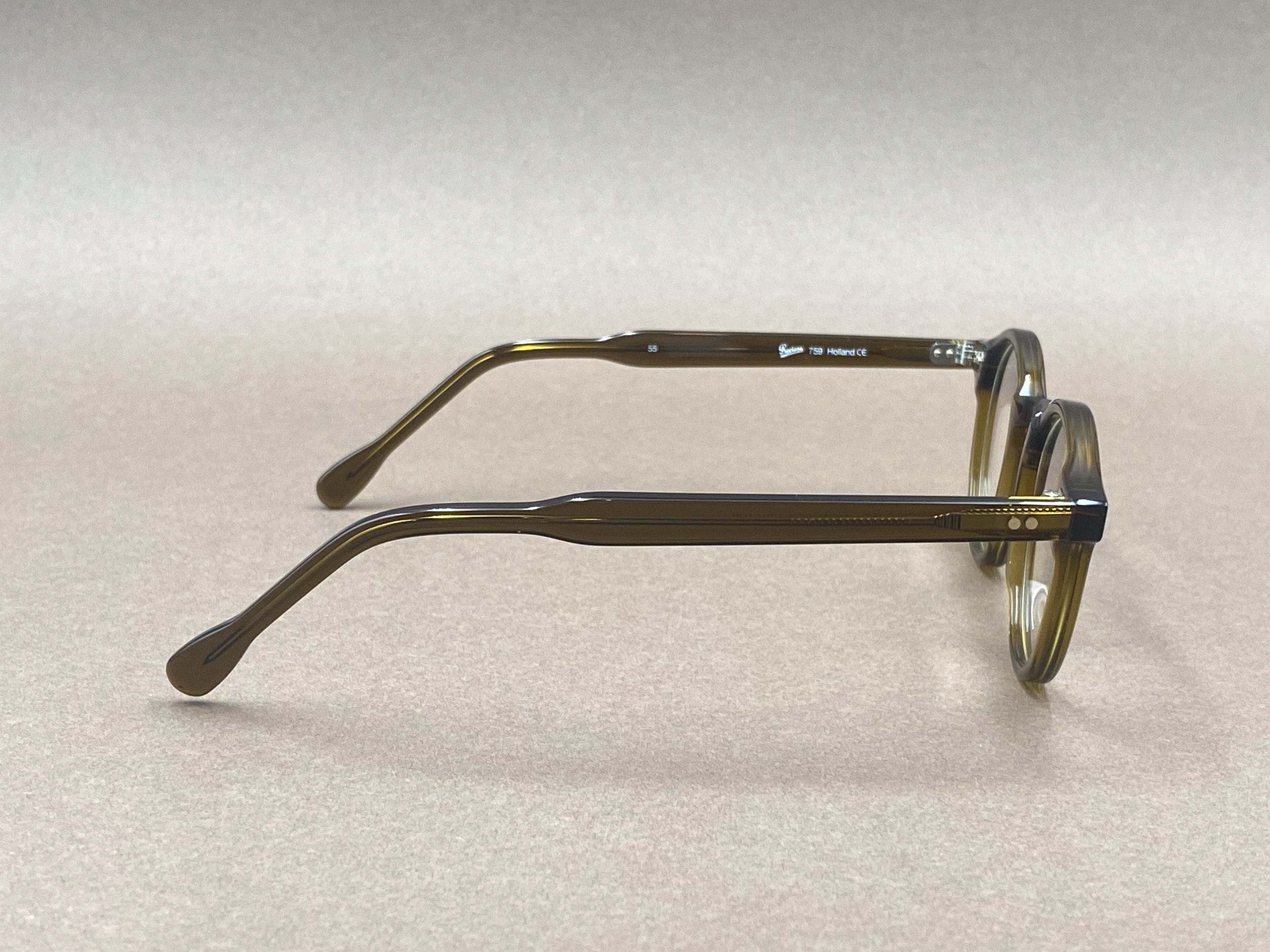 Preciosa 759 handmade glasses - dark olive green