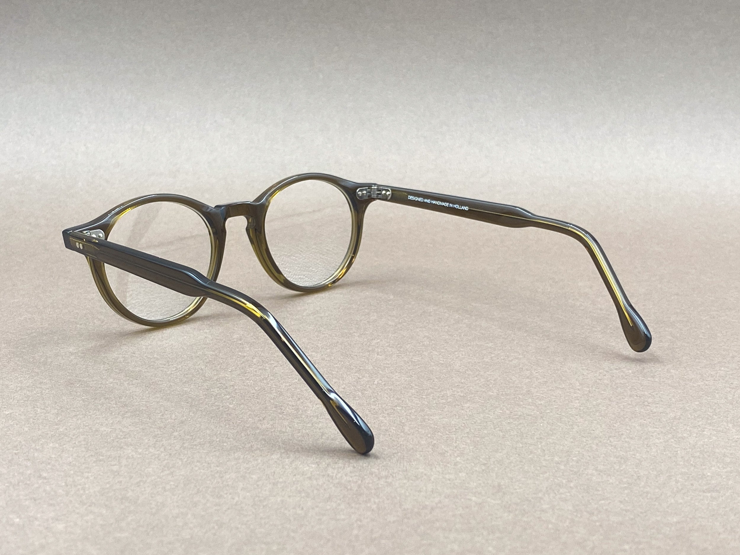 Preciosa 759 handmade glasses - dark olive green
