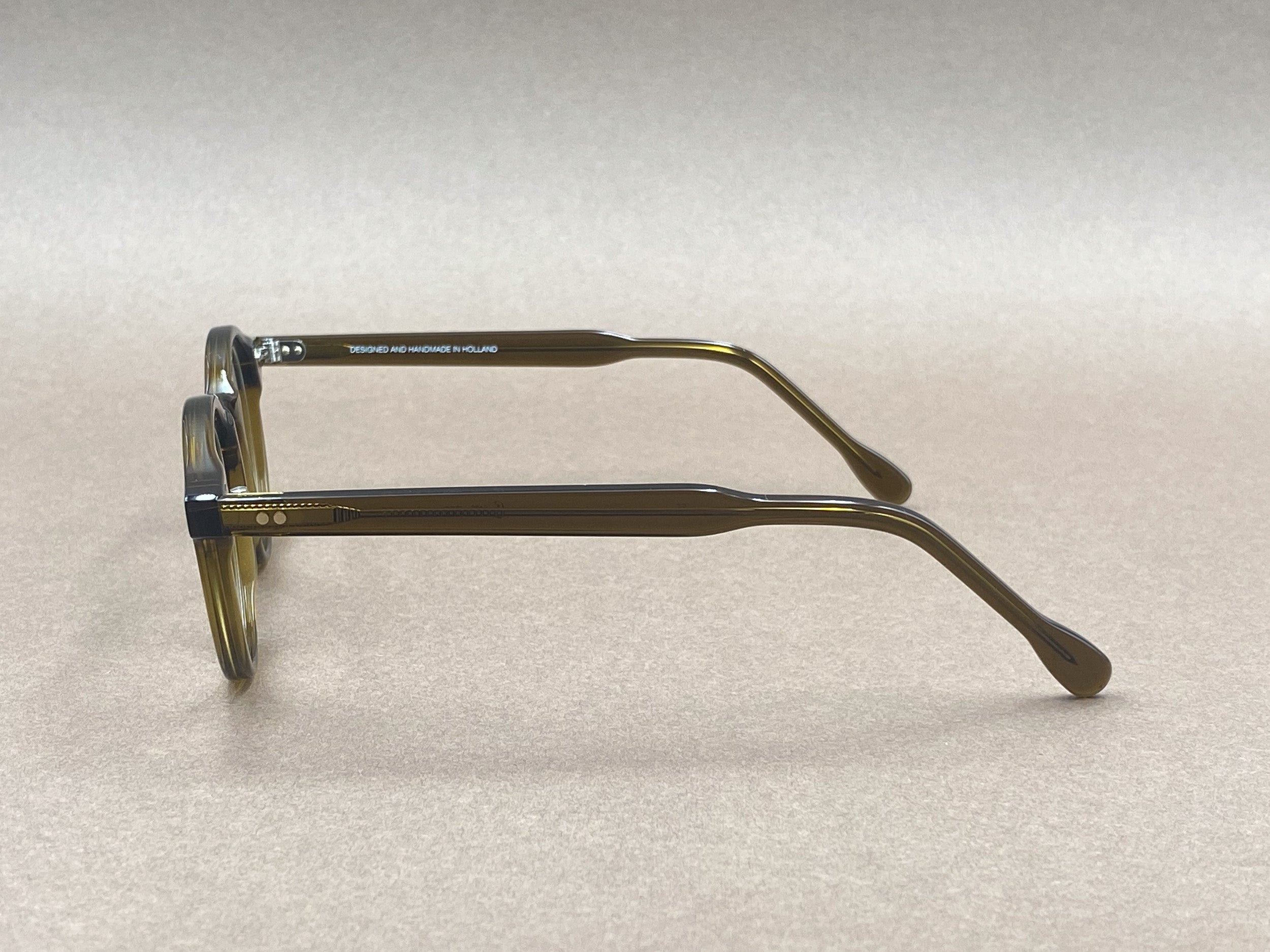 Preciosa 759 handmade glasses - dark olive green