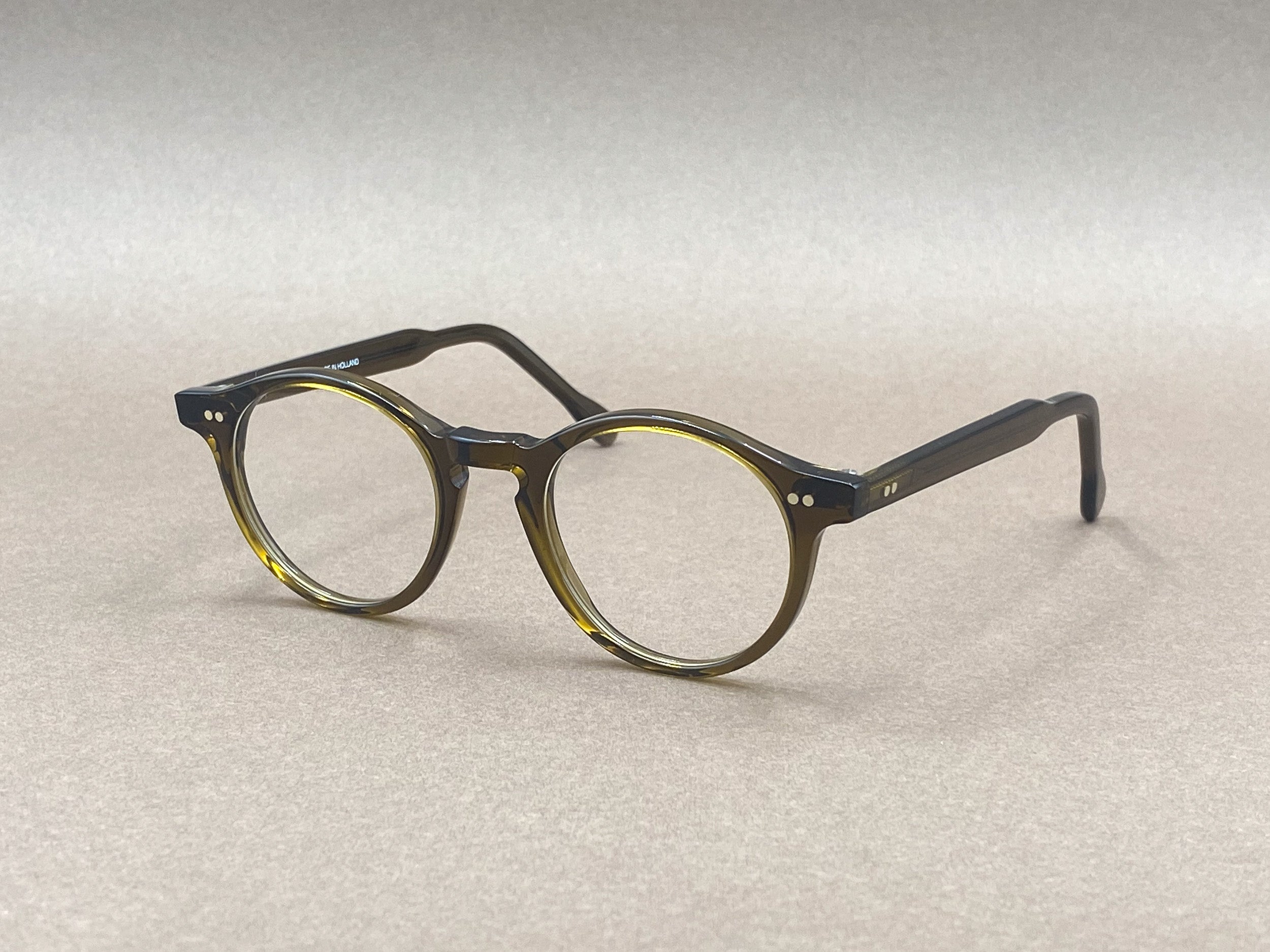 Preciosa 759 handmade glasses - dark olive green